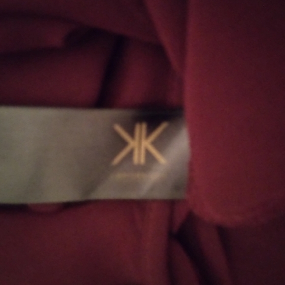 Kardashian Kollection Womens Burgundy Blouse XL Chiffon Sheer Lace Overlay - Picture 11 of 13